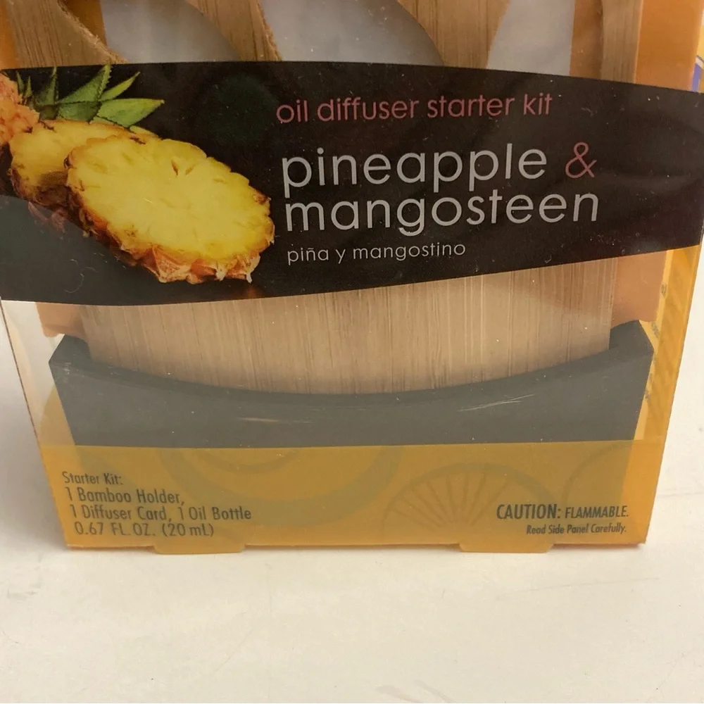 Glade Expressions Oil Diffuser Starter Kit Pineapple Mangosteen Bamboo Holder